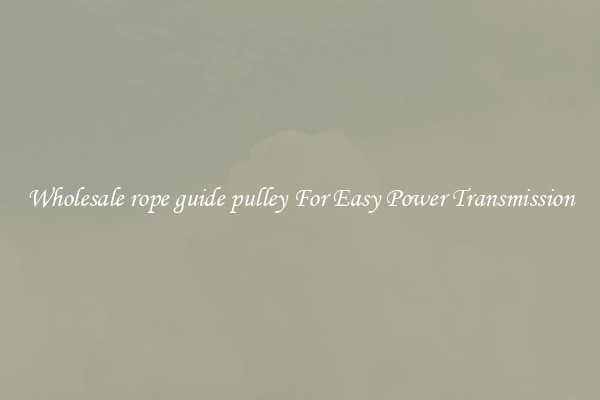Wholesale rope guide pulley For Easy Power Transmission