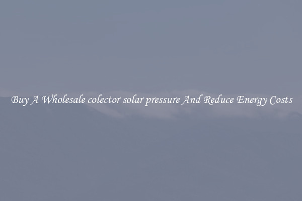 Buy A Wholesale colector solar pressure And Reduce Energy Costs
